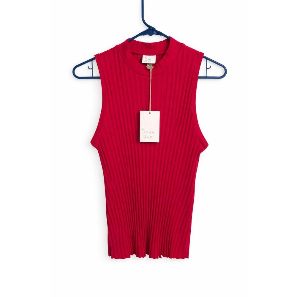 569 A New Day Magenta Ribbed Mock Neck Sleeveless Tank Top Night Out
